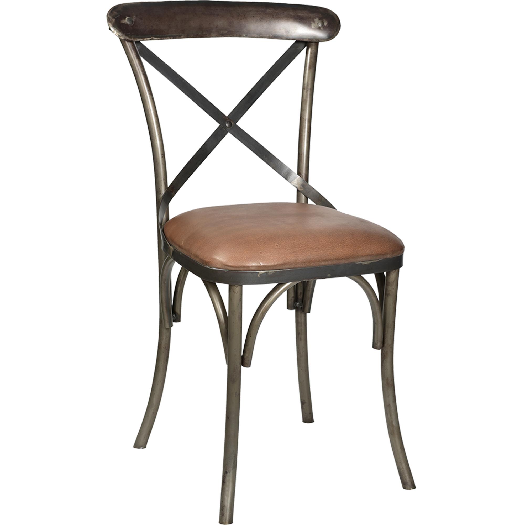 Spisebordstol i jern og læder fra Trademark Living. M01143