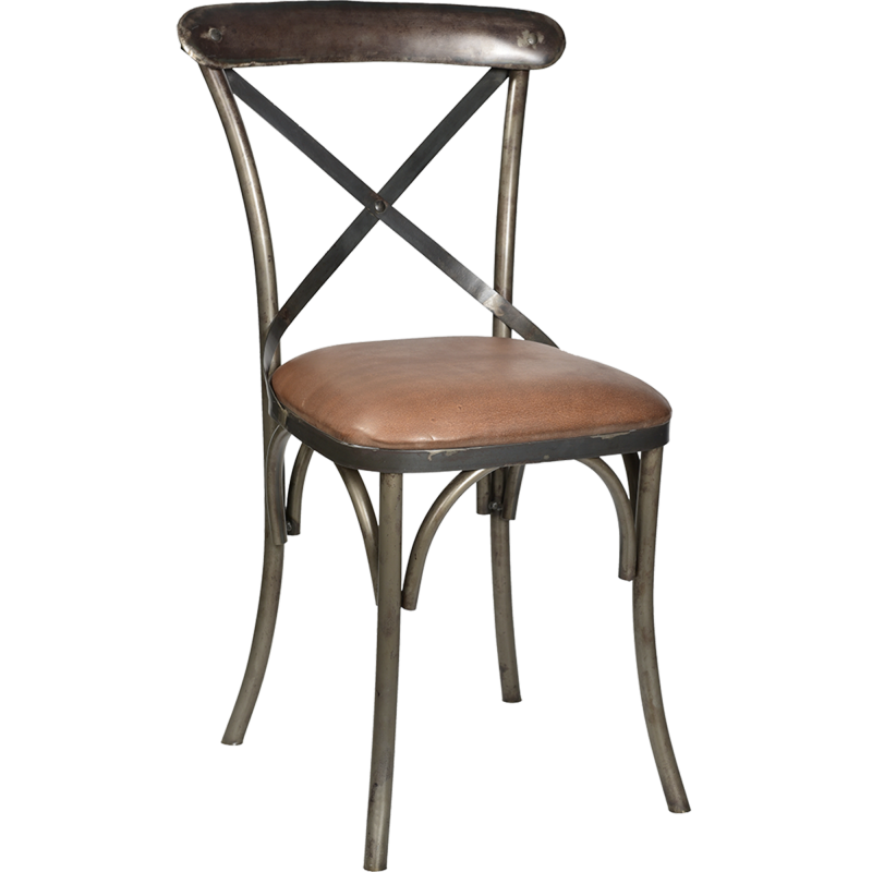 Billede af Spisebordstol i jern og læder