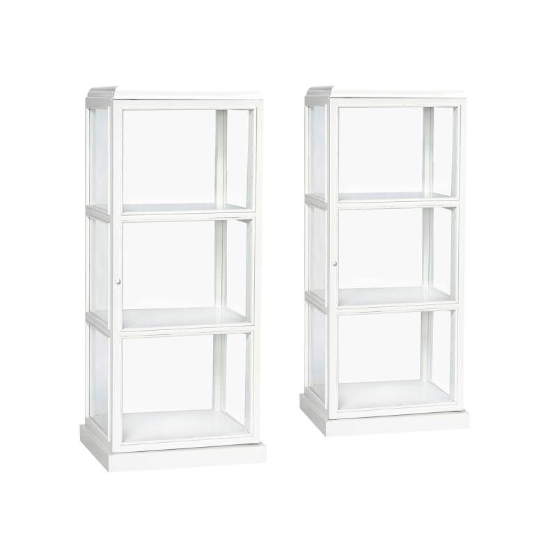 Billede af 2 x smalle vitrineskabe i hvid