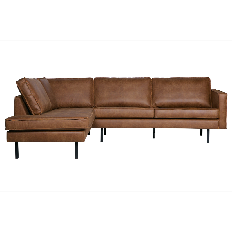 Loungesofa WOOOD Rodeo venstrevendt hjørnesofa 266x213 cm cognac ecoleather recycled leather