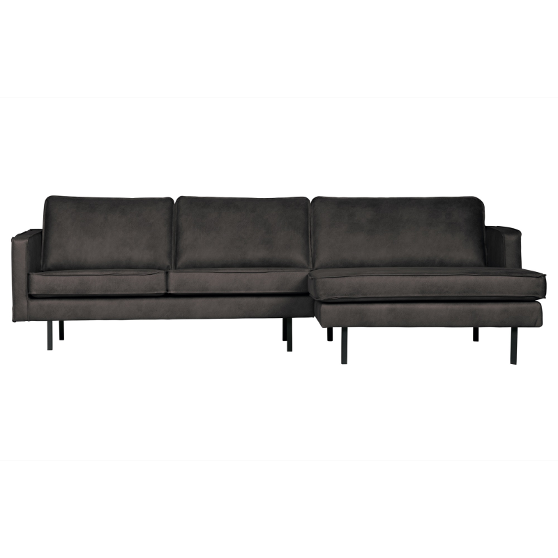 Loungesofa WOOOD Rodeo 300 cm højrevendt chaiselong - sort ecoleather kunstlæder