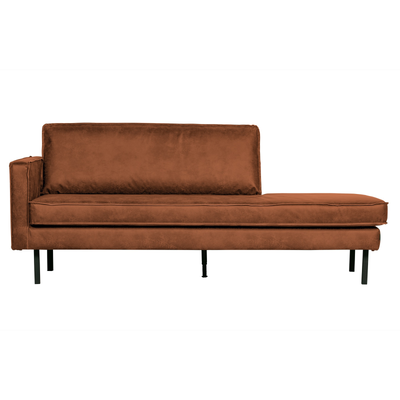 Daybed/Chaiselong WOOOD Rodeo venstrevendt 203 cm cognac ecoleather med metalstel