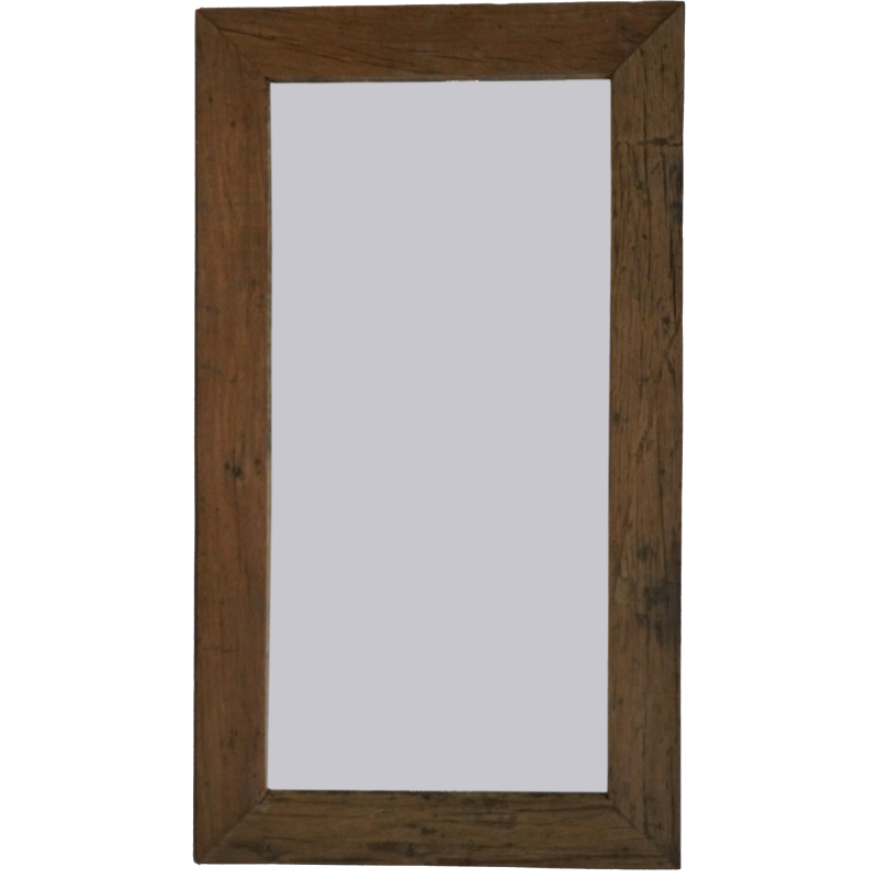 Væghængt spejl med rå træamme 124 cm