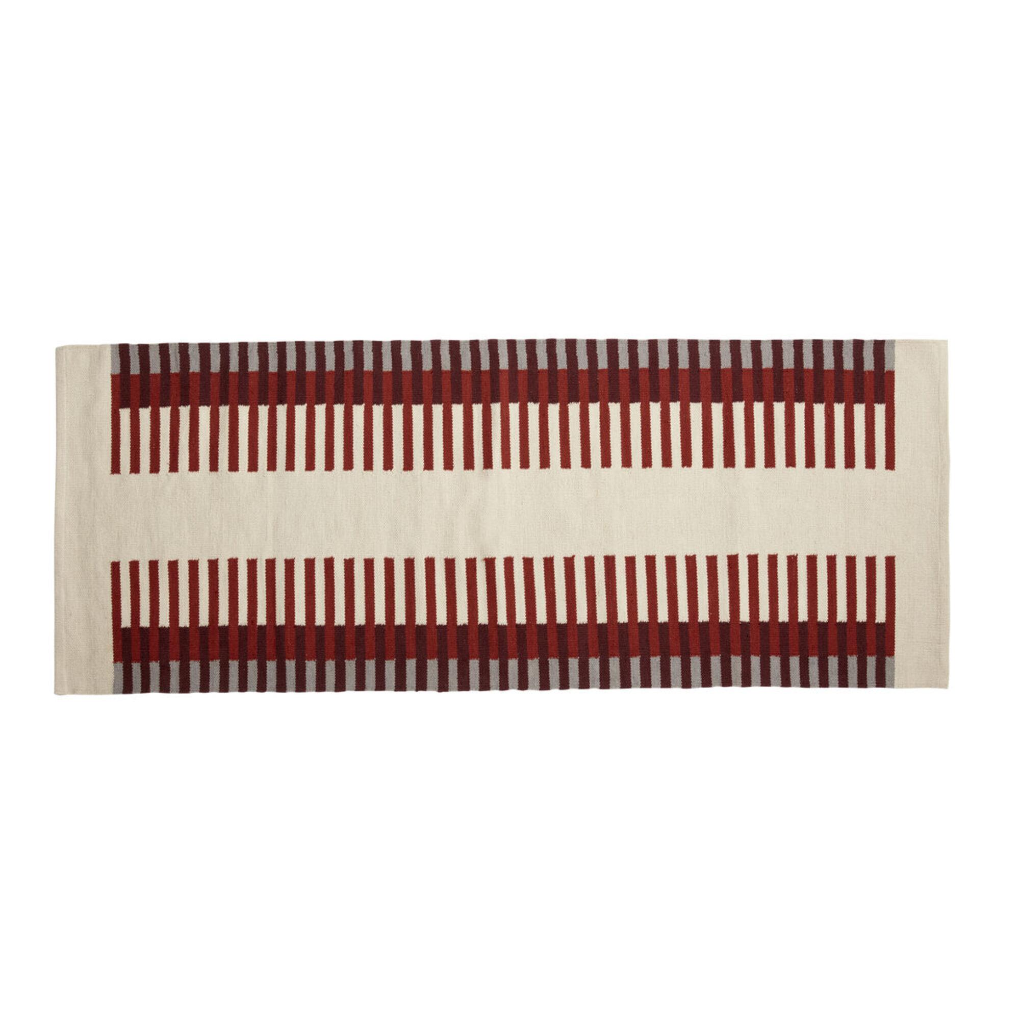  Key - Tæppe i beige/rød/grå Bomuld fra Hübsch Interiør i Bomuld (Varenr: 701301)