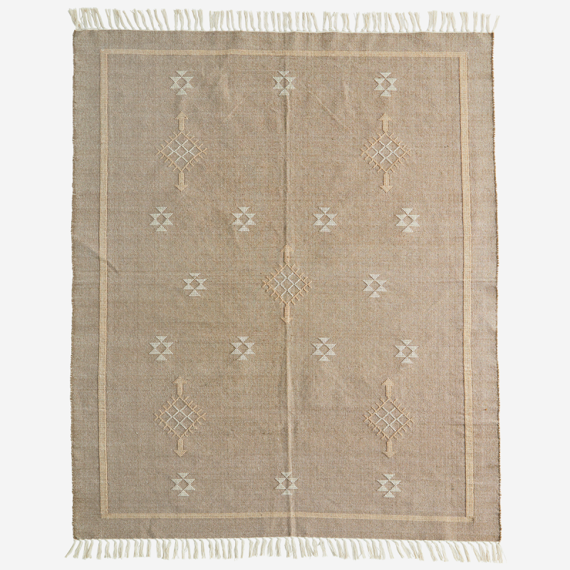 Billede af Handwoven cotton rug i Greige, off white, nude