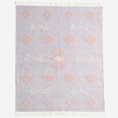  Handwoven cotton rug i Lilac, off white, peach fra Madam Stoltz i Cotton (Varenr: AI-7056)