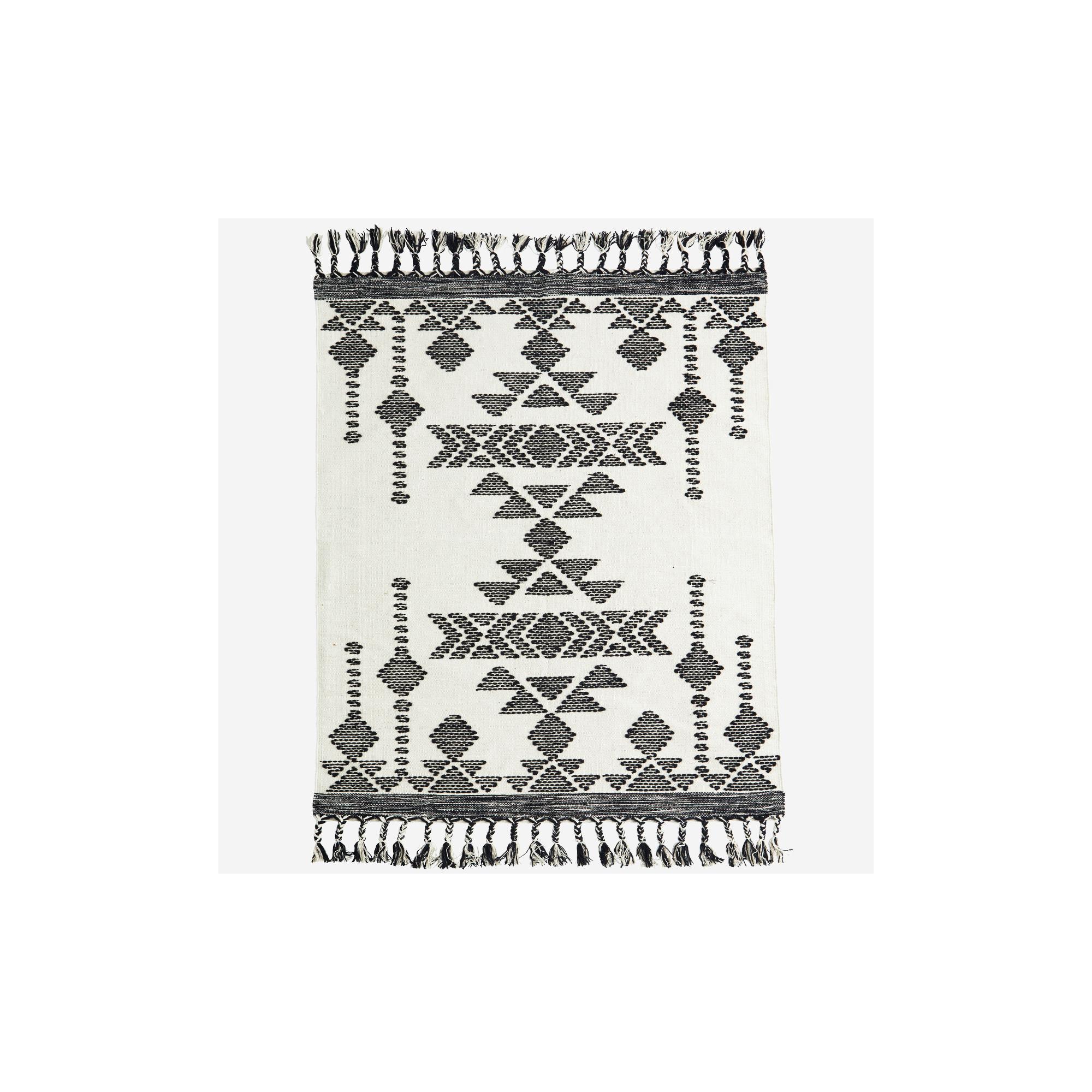  Handwoven cotton rug i Off white, black fra Madam Stoltz i Cotton, wool (Varenr: AI-9595)