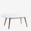  Marble coffee table w/ wooden legs i White, natural fra Madam Stoltz i Marble, wood (Varenr: M028)