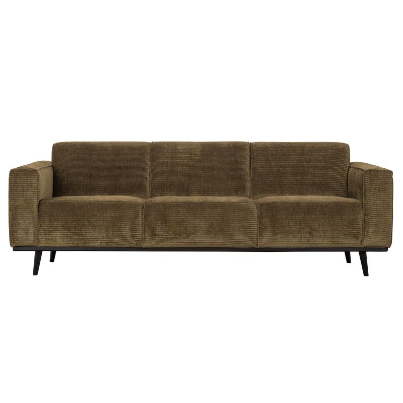 3-personers sofa WOOOD Statement 230 cm brun vævet jacquardstof fladribbet velourlignende