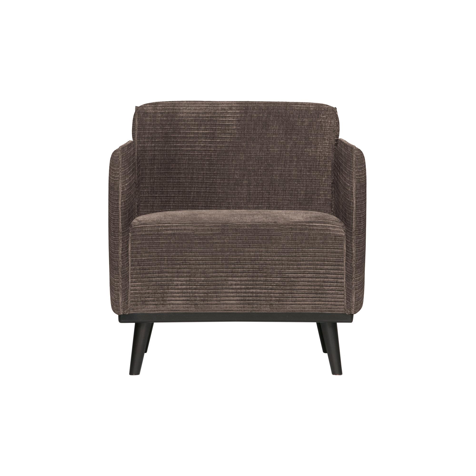  Statement Lænestol Flat Rib - Taupe fra BePureHome i Fløjl (Varenr: 378670-T)