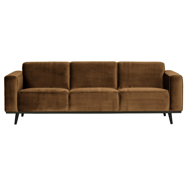 3-personers sofa WOOOD Statement, honninggul strikket velour, 230 cm, Bonell-fjedre