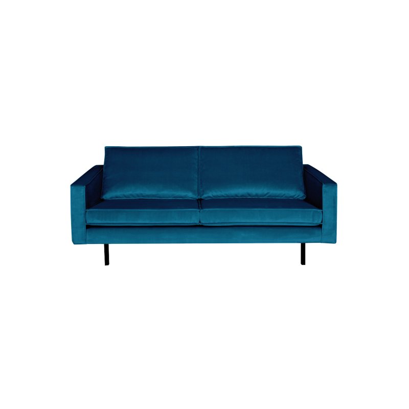 2,5-personers sofa WOOOD Rodeo blå velour 190x86 cm fast skum & zigzagfjedre