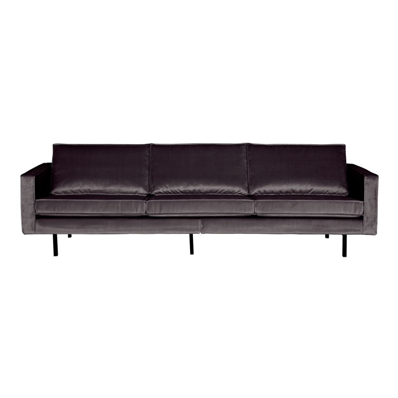 3-personers sofa WOOOD Rodeo, antracit velour med slankt metalstel H85ÃB277ÃD86 cm
