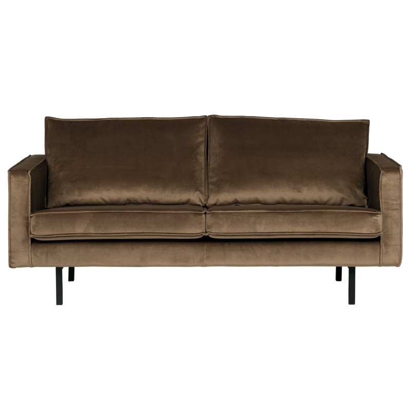 2,5-personers sofa WOOOD Rodeo velour taupe 190 cm højben fast siddekomfort skum og zigzag-fjedre