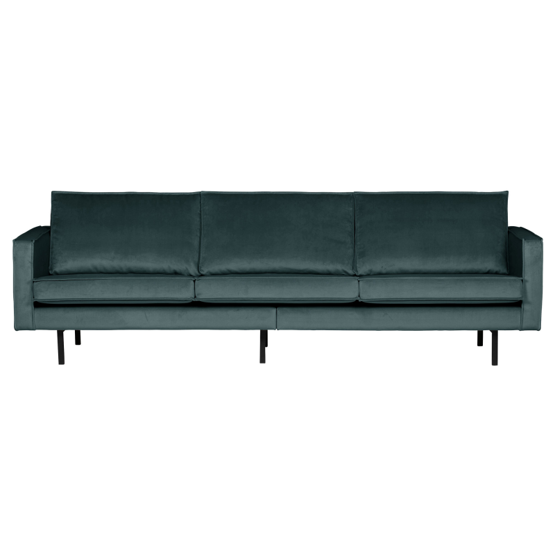 3-personers sofa WOOOD Rodeo, teal Jarra velour, høj slidstyrke og komfort, H85 x B277 x D86 cm