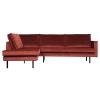  Rodeo Hjørnesofa Venstrevendt Velour - Chestnut fra BePureHome i Velour (Varenr: 800972-205)