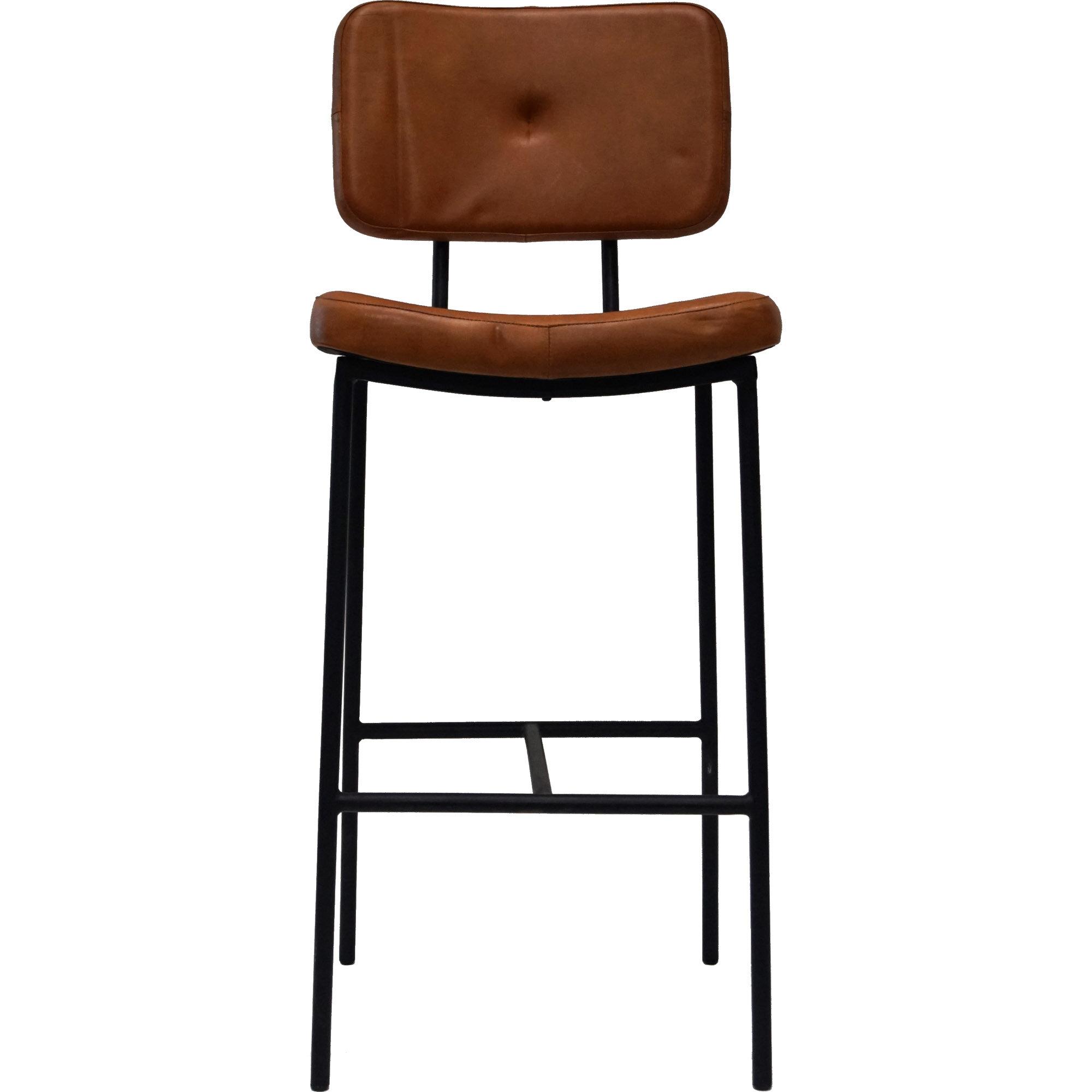  Calm barstol med polstret læder sæde og ryg fra Trademark Living i Jern (Varenr: MA1136)