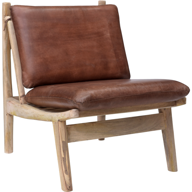 Billede af James loungestol med brune læderhynder