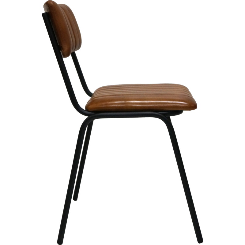 Billede af Diner stol med lædersæde - brun