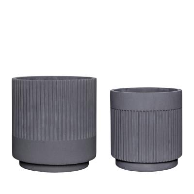  Ripple - Potte i cement, grå - sæt á 2 fra Hübsch Interiør i Cement (Varenr: 991420)