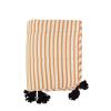  Printed Cotton Plaid W/ Tassels - Off White, Dark Honey, Sort fra Madam Stoltz i Bomuld, Polyester Vattering (Varenr: PP-35)