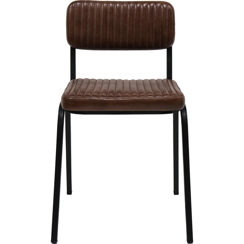 5: Diner stol - quiltet læder - mørkebrun
