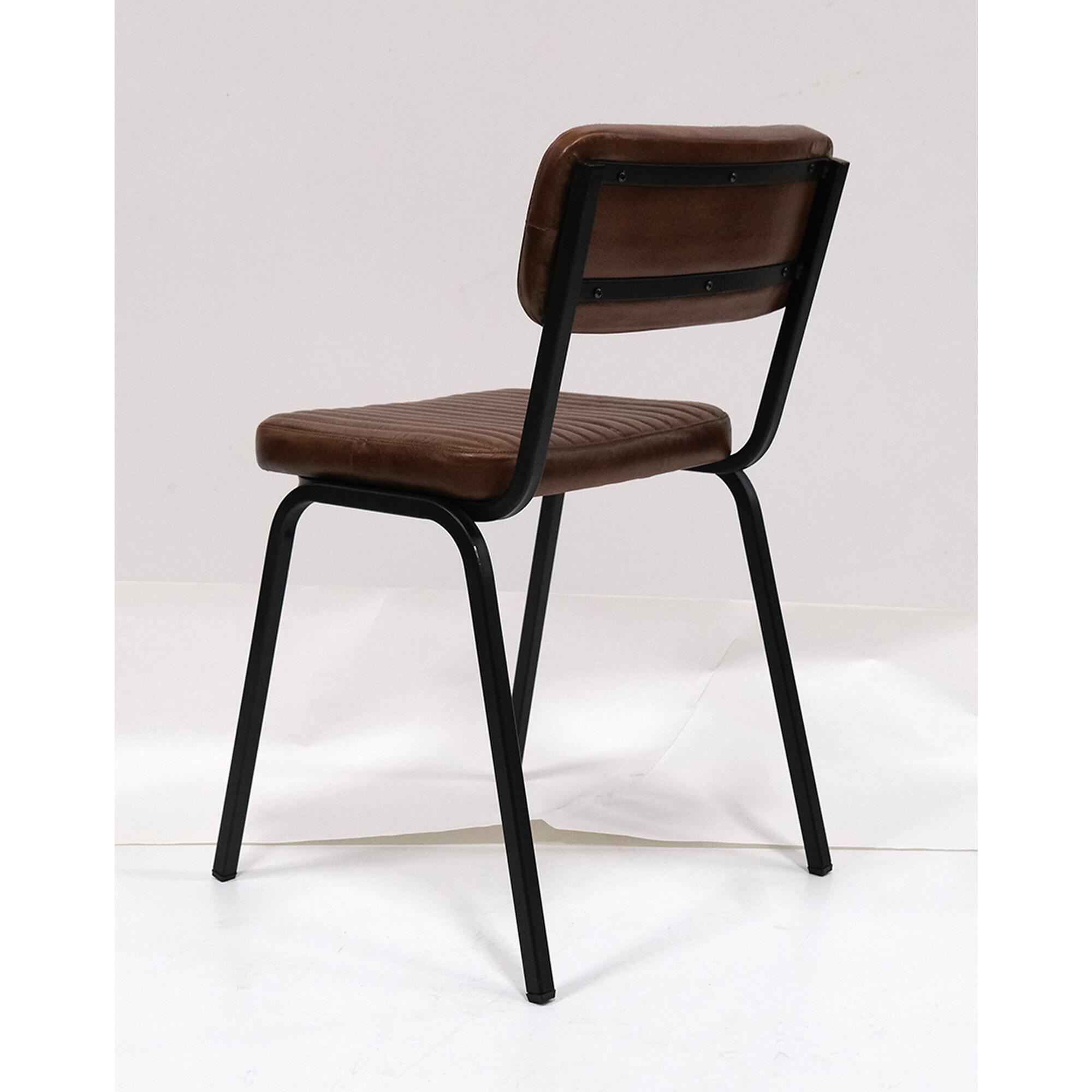  Diner stol - quiltet læder - mørkebrun fra Trademark Living i Jern (Varenr: MA0130)