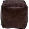  Ashok kvadratisk læderpuf - mørkebrun fra Trademark Living i Læder (Varenr: MA1215)