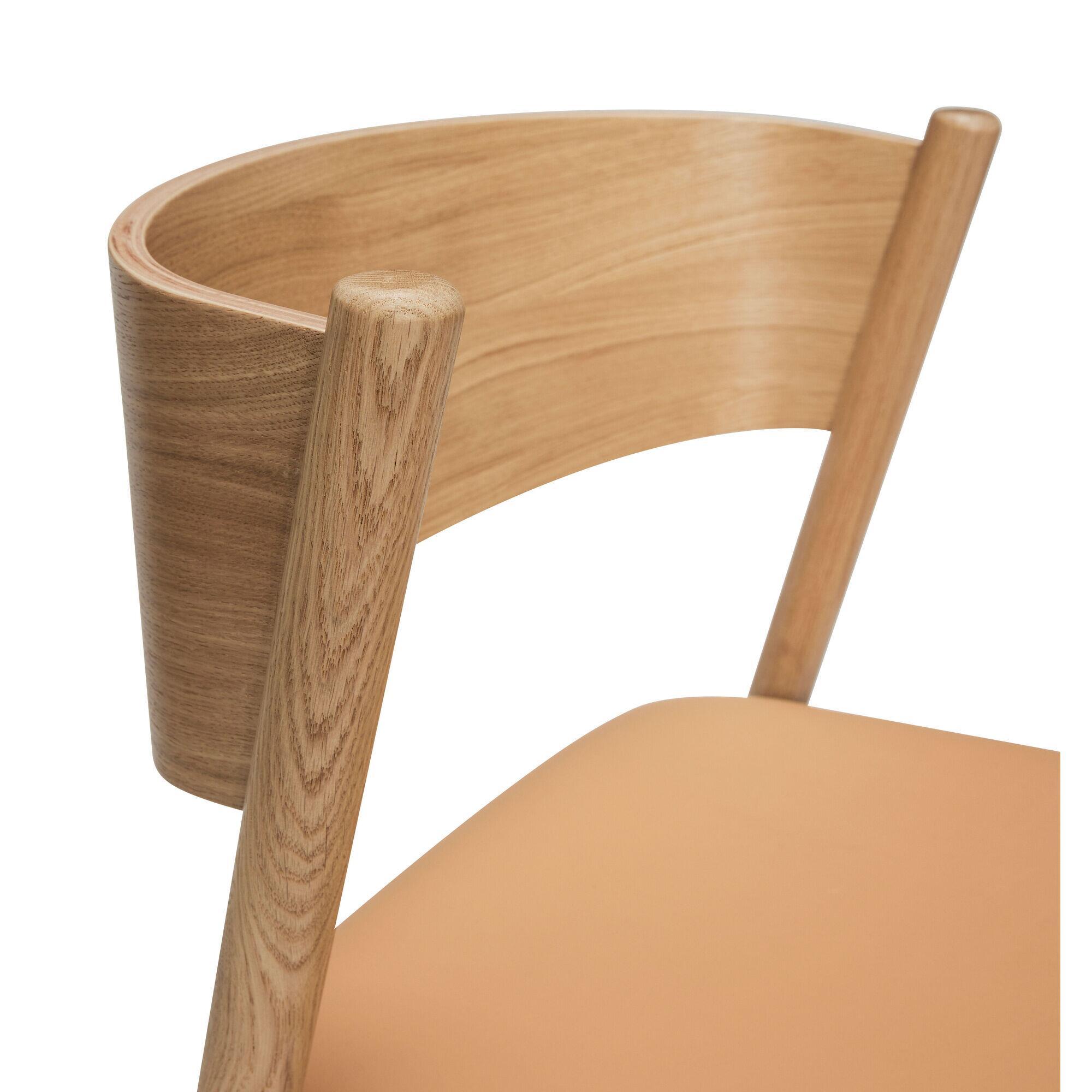  Oblique Spisestol Sæde - Natur fra Hübsch Interiør i Læder, Egetræsfiner, Egetræ (Varenr: 331603)