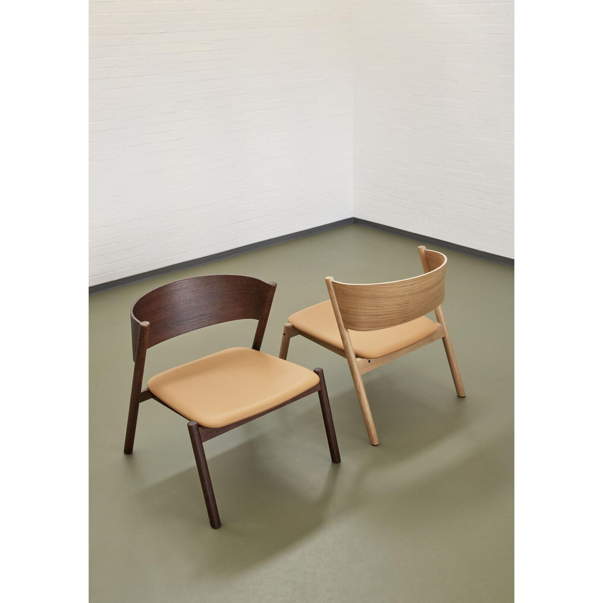  Oblique Loungestol Sæde - Natur fra Hübsch Interiør i Læder, Egetræsfiner, Egetræ (Varenr: 331605)