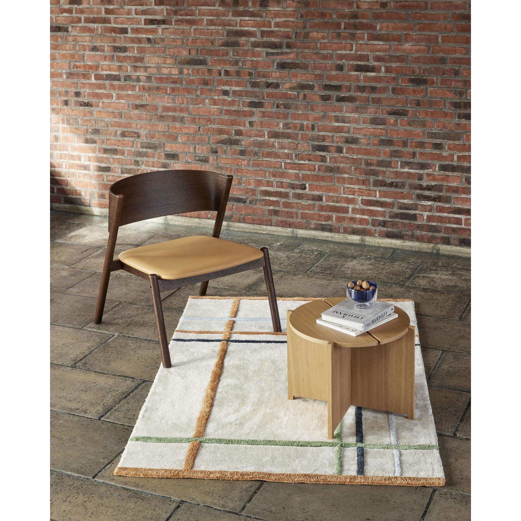  Oblique Loungestol Sæde - Brun, Natur fra Hübsch Interiør i Læder, Egetræsfiner, Egetræ (Varenr: 331606)