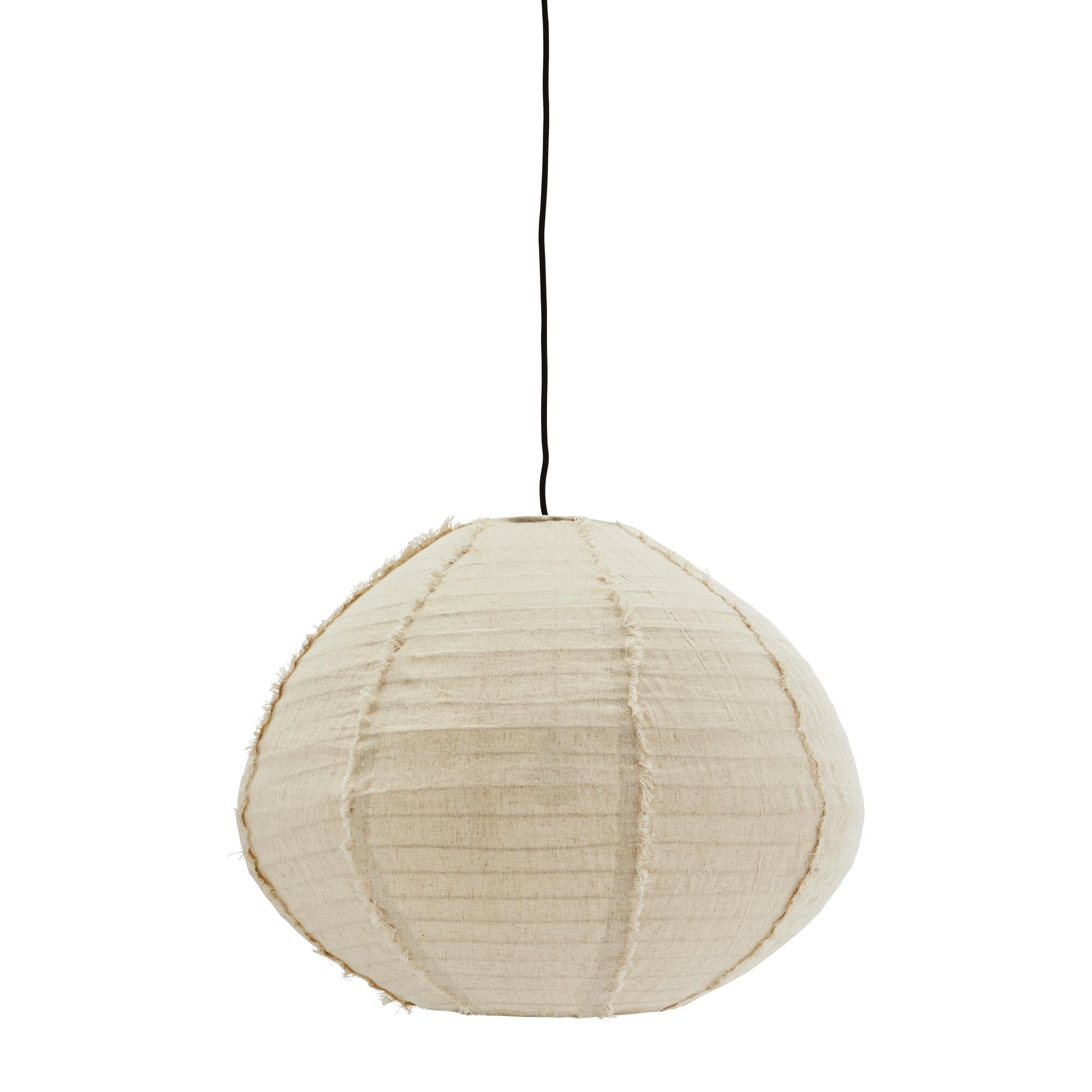  Loftlampe med skærm af bomuld - naturfarvet fra Madam Stoltz i Bomuldsstof, bambuspinde, jern (Varenr: ANM-B07)
