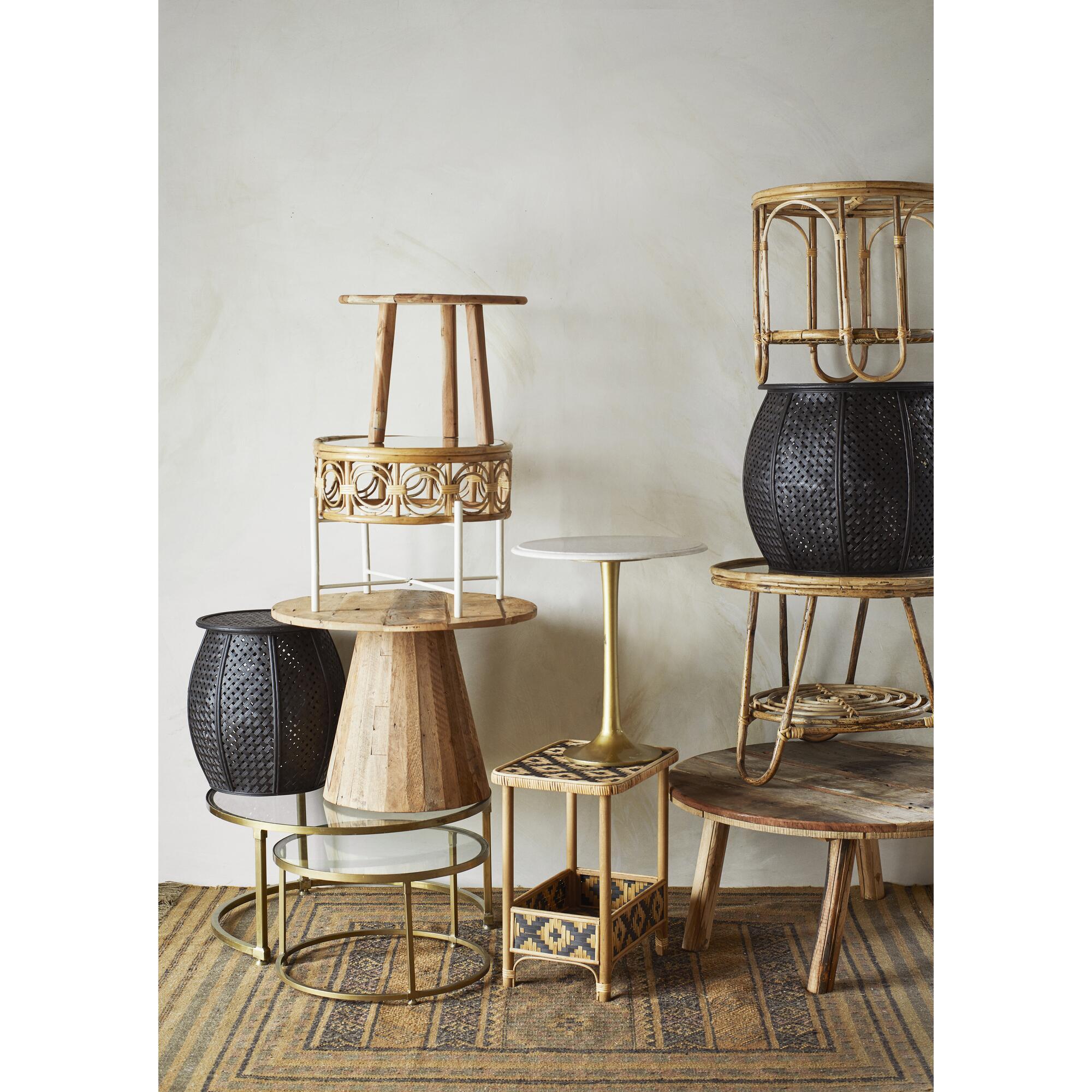  Sofabord i bambus - naturfarvet fra Madam Stoltz i Bambus, jern, glas (Varenr: 29947)