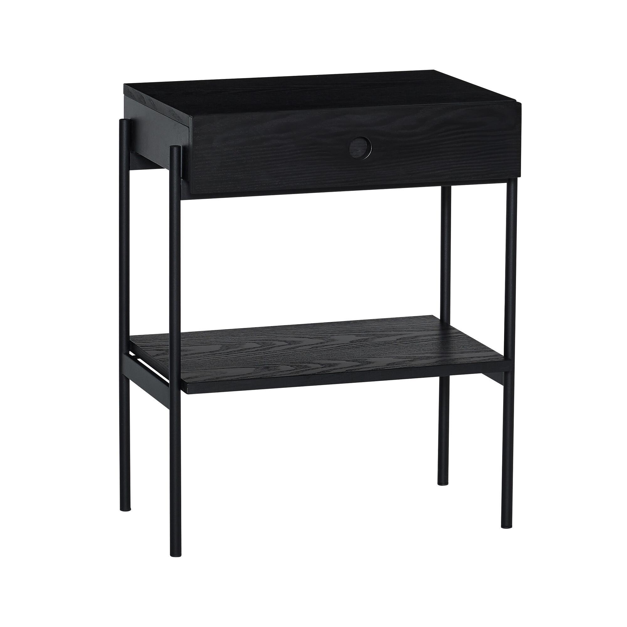  Noir Sengebord Sort fra Hübsch Interiør i Askfiner, Jern, MDF (Varenr: 022003)