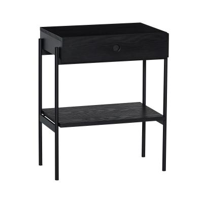 Noir Sengebord Sort fra Hübsch Interiør i Askfiner, Jern, MDF (Varenr: 022003)