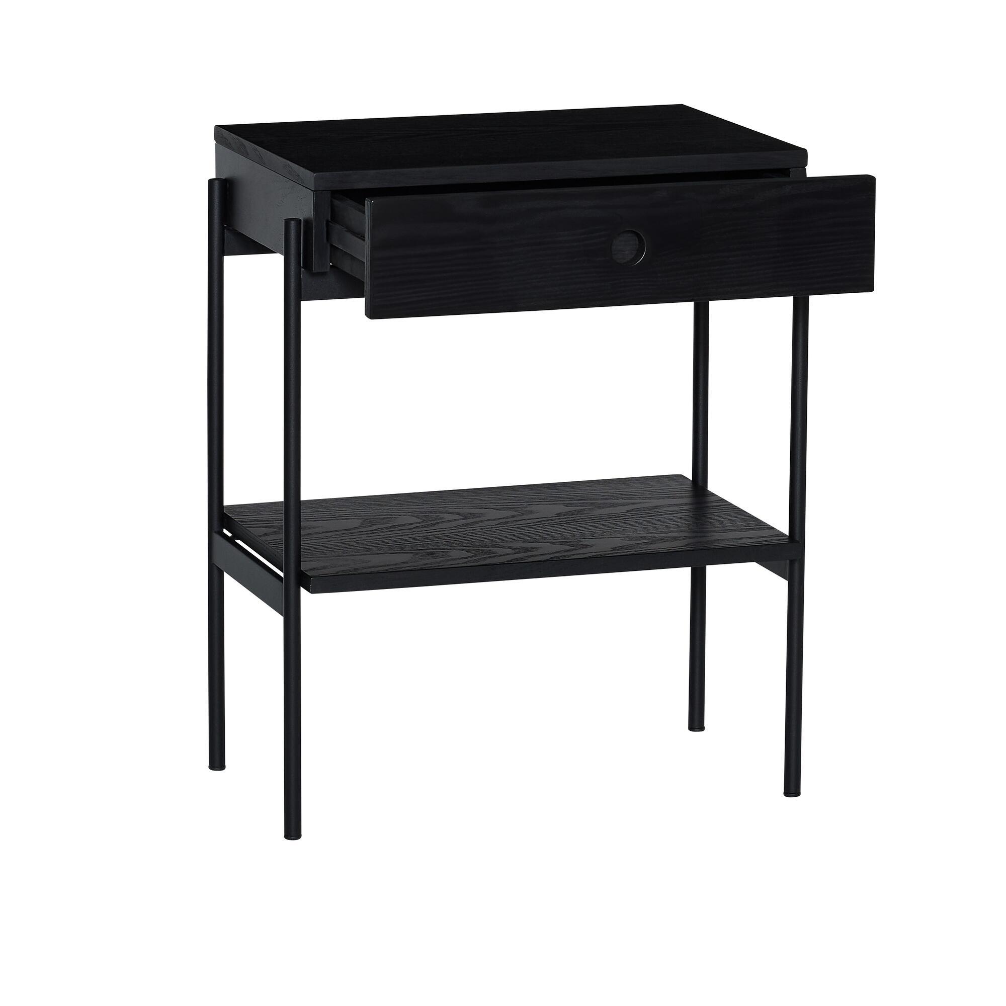  Noir Sengebord Sort fra Hübsch Interiør i Askfiner, Jern, MDF (Varenr: 022003)