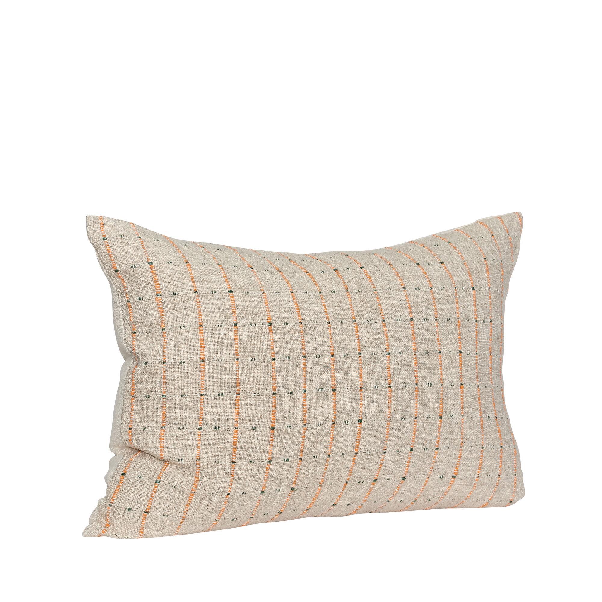  Rhythmic Pude Beige/Orange/Sort fra Hübsch Interiør i Bomuld (75%), Linned (10%), Polyester (15%) (Varenr: 522005)