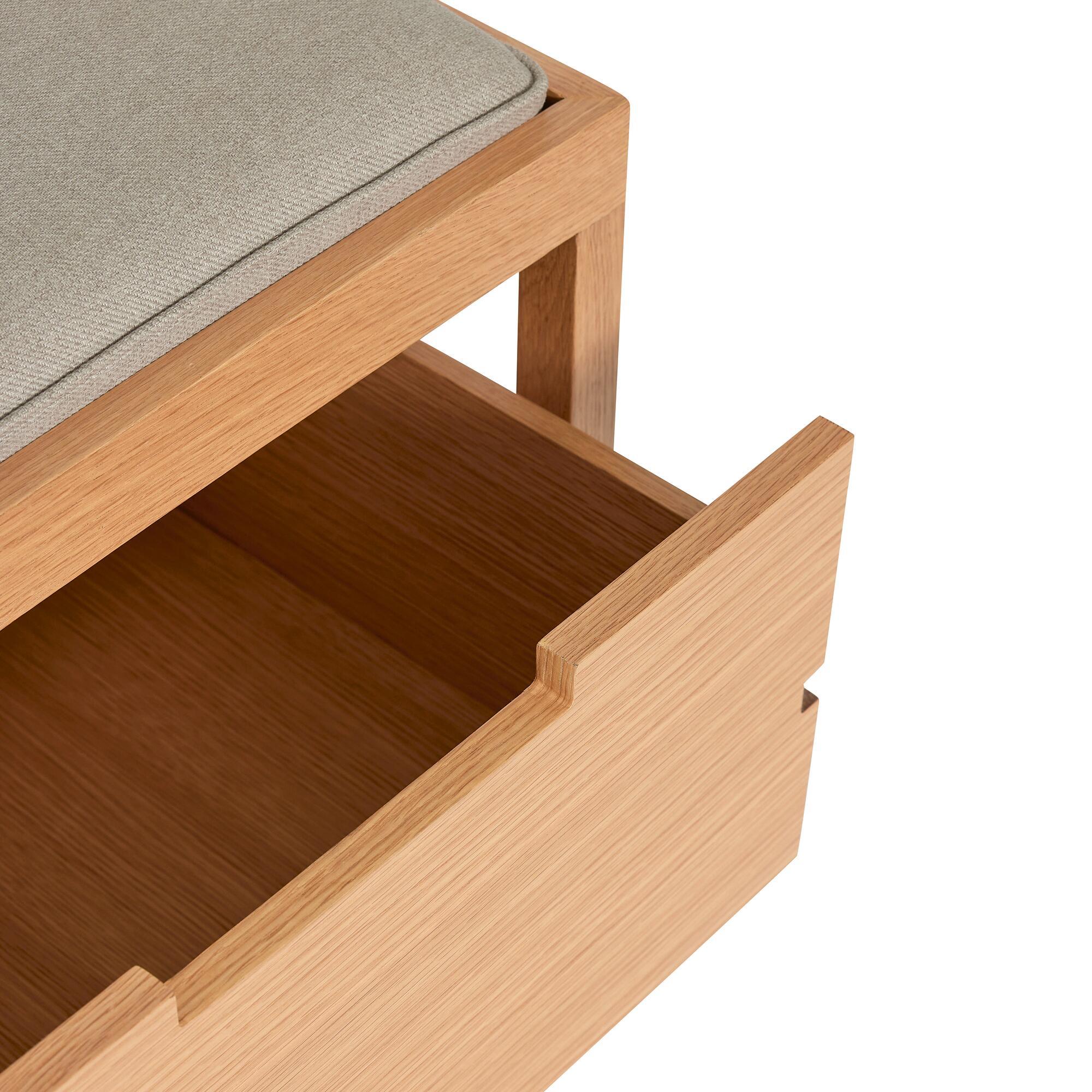  Bifi Bænk Sand/Natur fra Hübsch Interiør i MDF, Egetræsfiner, Egetræ, Polyester (100%) (Varenr: 882024)