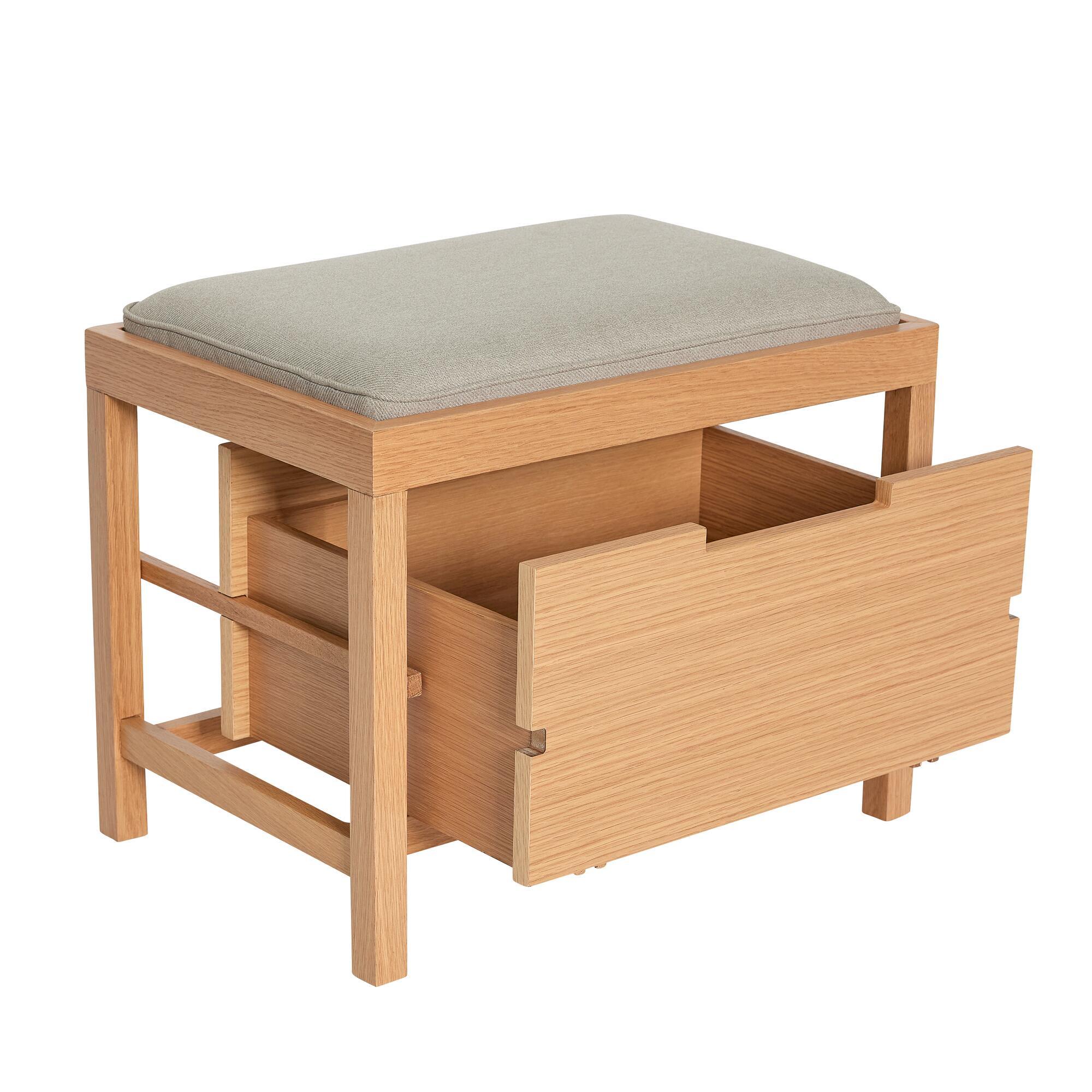  Bifi Bænk Sand/Natur fra Hübsch Interiør i MDF, Egetræsfiner, Egetræ, Polyester (100%) (Varenr: 882024)