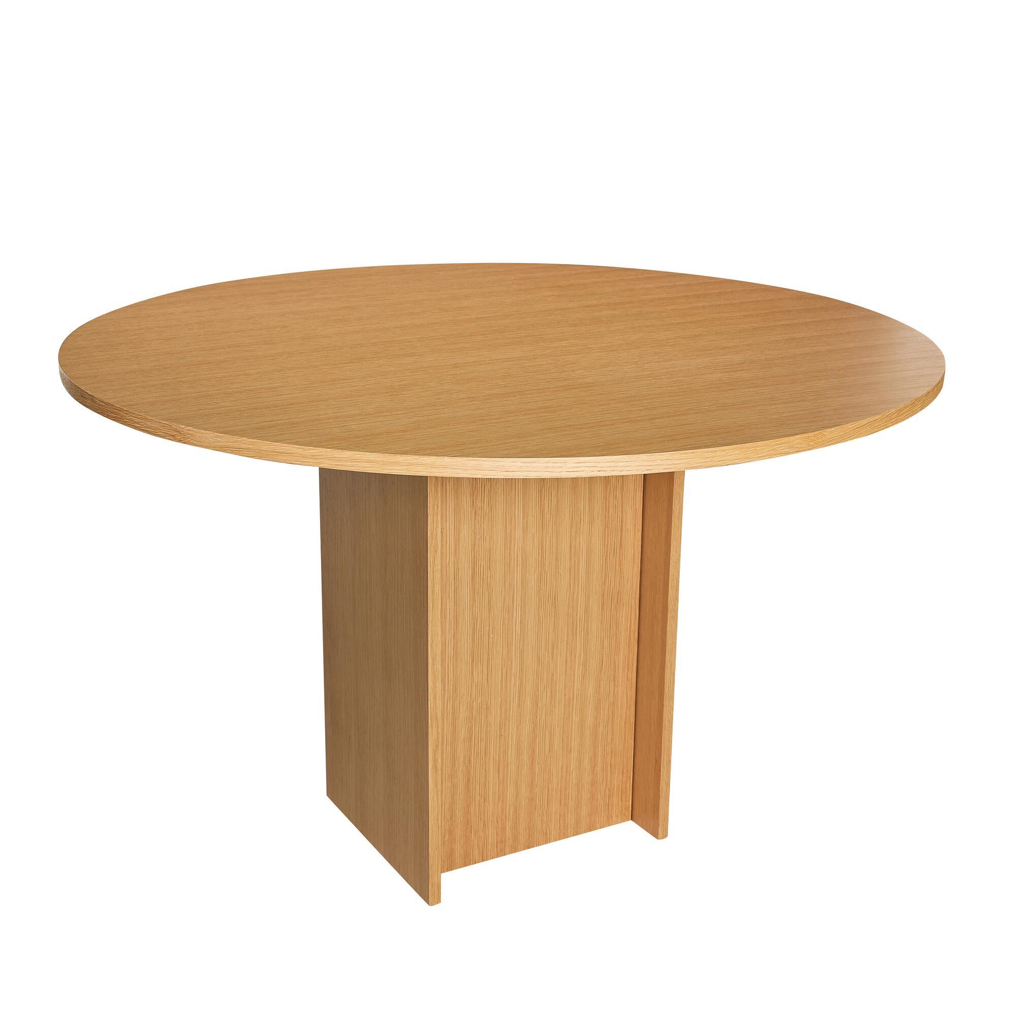  Straight Spisebord Rund Natur fra Hübsch Interiør i MDF, Egetræsfiner (Varenr: 882028)