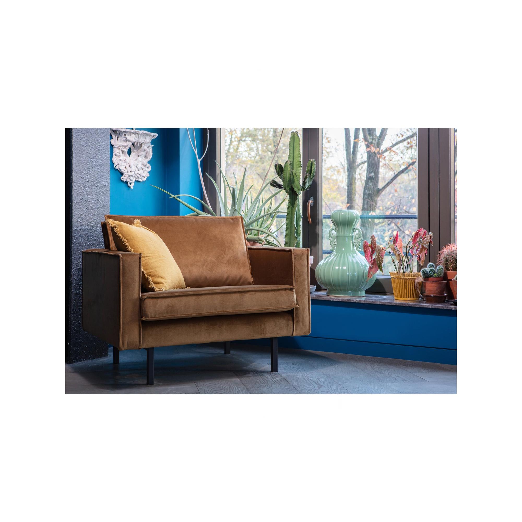  Rodeo Lænestol - Velour Honey Yellow fra BePureHome i Bomuld Velour (Varenr: 800541-14)