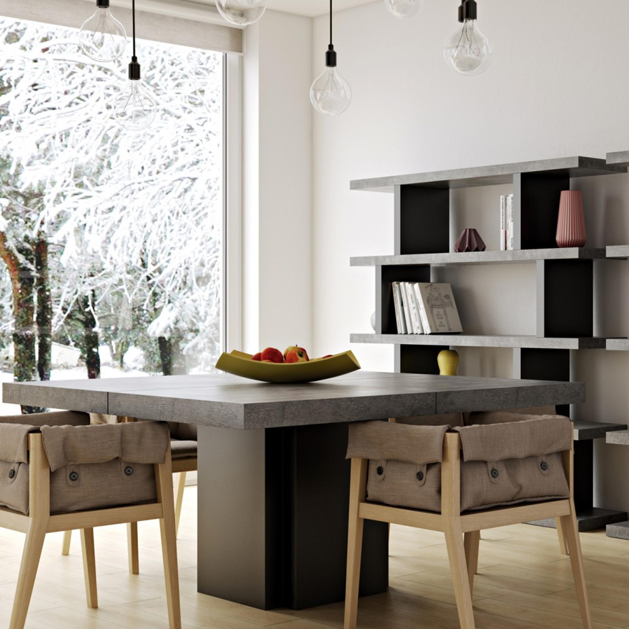 Kvadratisk spisebord uden bordben i beton look fra Tema Home 