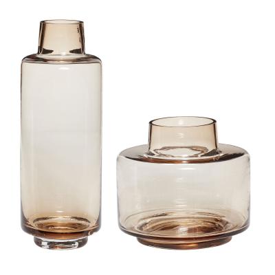  Modest - Vase i glas, brun - 2 stk. fra Hübsch Interiør i Glas (Varenr: 280604)