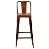  Høj barstol m. ryglæn - læder - Rust fra Trademark Living i Jern (Varenr: M11050)
