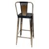  Høj barstol m. ryglæn - læder - sort fra Trademark Living i Jern (Varenr: M11070)