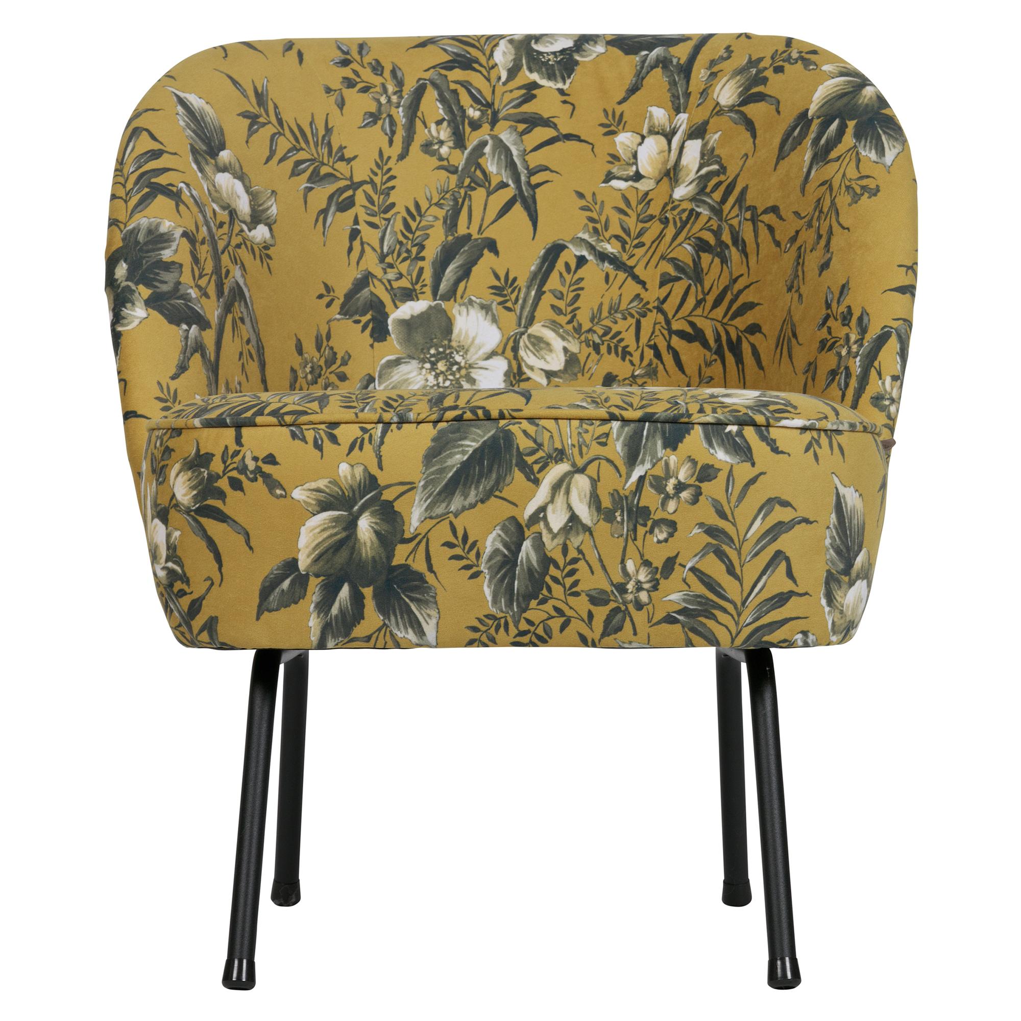 Mustard Vogue Spisebordsstol i velour med blomsterprint fra BePureHome. 800748-40